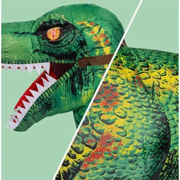 NEW Spooktacular Creations Inflatable Ride a Raptor Costume Adult One Size Green - Picture 4 of 7